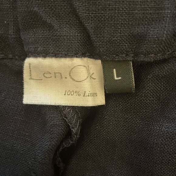 Len.ok Navy Blue Linen Pants Size Large - Picture 3 of 6